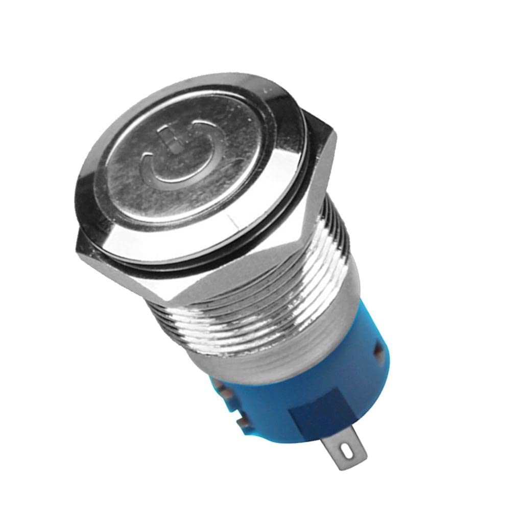 Ubersweet® 19mm 12V Waterproof LED Metal Indicator Lights Signal Lamp Welding Foot Reset solder fillet power symbol glow 1NO1NC-image-23