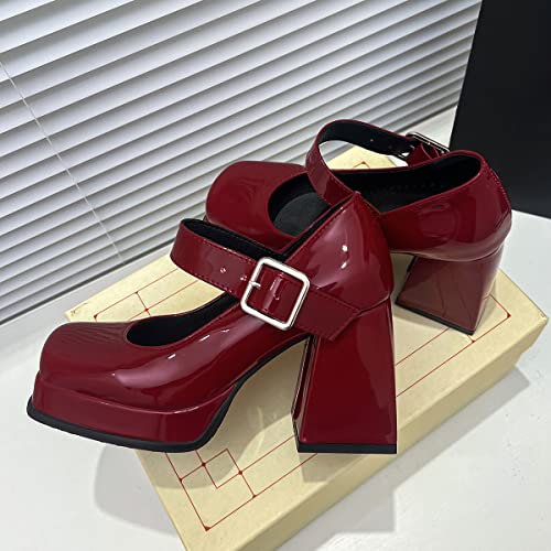 Roimaash Square Toe Pumps Chunky Heels Size EU34-432