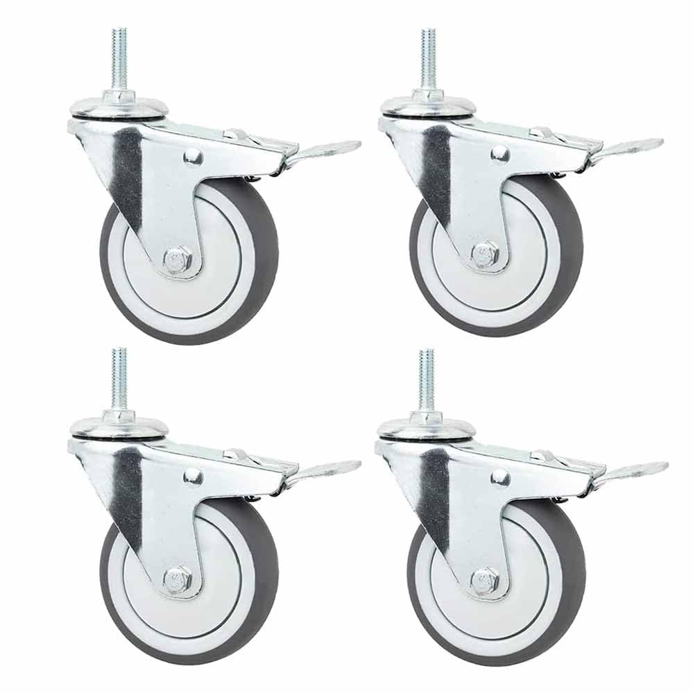 Roulettes robustes en caoutchouc de 75 mm M8 avec frein pour meubles de bureau