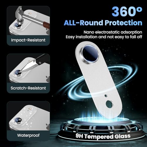 Image of Uyiton Compatible with iPhone Air Camera Lens Protector - [Not Easy to Break][Strong Adsorption][Case-Friendly] Metal Tempered Glass Rear Camera Screen Cover - Cloud White