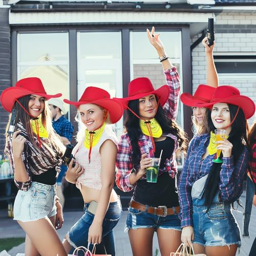 Image of Haysandy Halloween Men Cowboy Costume Hat with Bandana Belts Cowboy Cowgirl Hat Wide Cowgirl Brim Costume Accessories