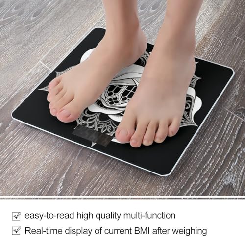 Báscula digital de baño con superficie floral y vidrio templado miniatura 5