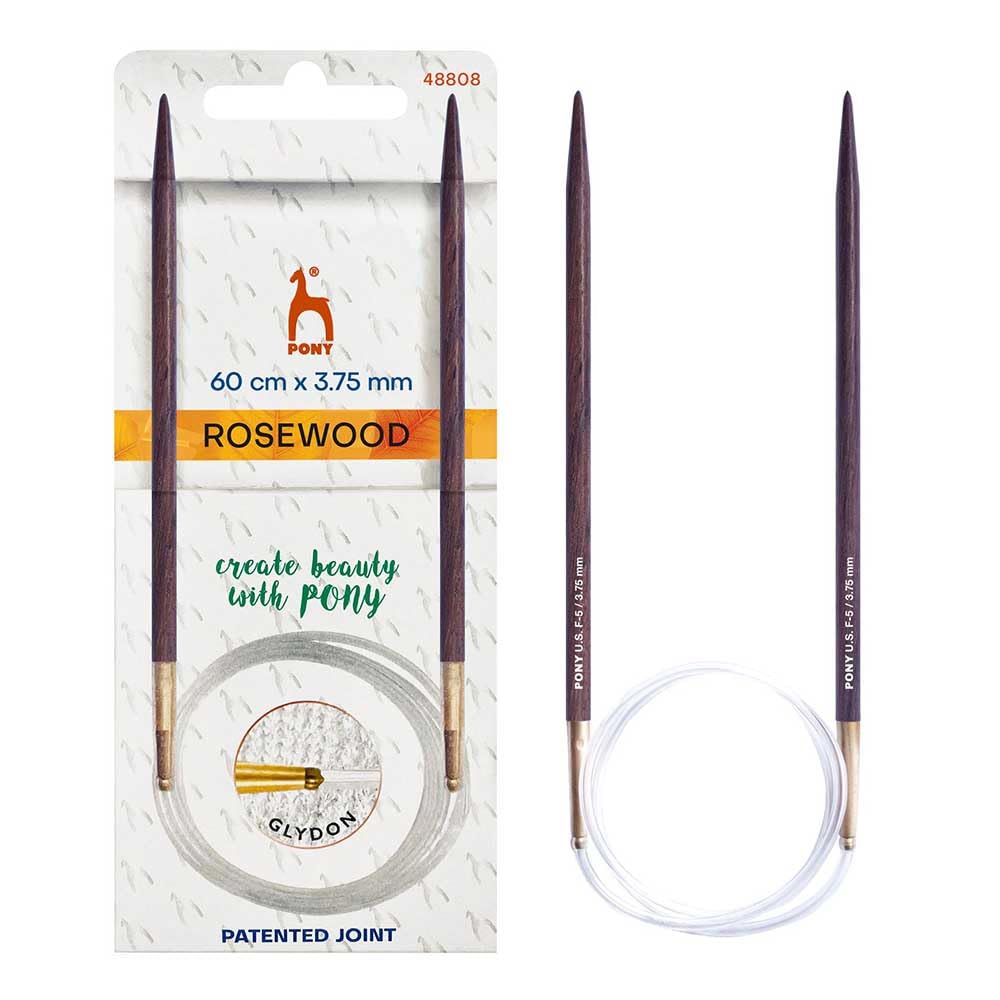 Pony Rosewood Circular Knitting Needles 60cm 3.75mm