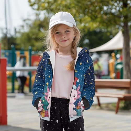 Suobstales Full Zip Fleece Hoodie Long Sleeve Sweatshirt Jackets Casual 6-16T Hooded Pullover Winter Outerwear for Girls Kids3