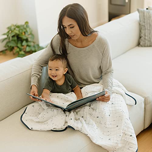 Image of Little Unicorn Muslin Quilt Blanket | 100% Cotton Soft Multi-Layered Muslin Fabric | Toddler & Baby Blanket | 47 inchx47 inch | for Nursery, Crib, Shower Gifts (Shooting Stars)