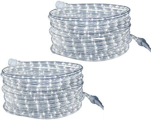 Tupkee LED Rope Light Cool-White - 24 Feet (7.3 m), for Indoor and Outdoor use - 10MM Diameter - 144 LED Long Life Bulbs Rope Tube Lights - Pack of 2