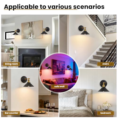 Image of Lightess Black Rechargeable Battery Operated Wall Sconces Set of 2