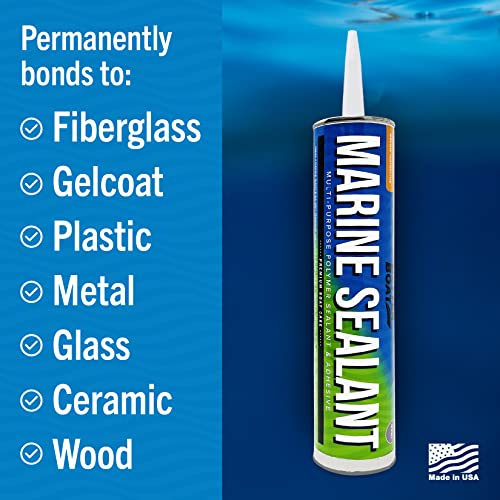 Image of Marine Sealant and Adhesive, Waterproof Marine Grade Caulk, High Temp | Water Sealant for Boat, Auto, RV, Without Silicone, 1 Tube, Gray, 10 oz (Pack of 2)