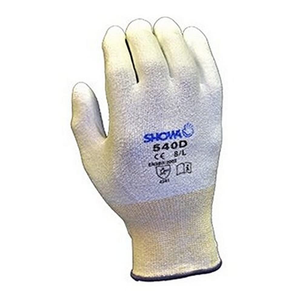 SHOWA 540 Palm Fit Cut Resistant 540 White HPPE Polyurethane Palm Coated Gloves, Medium
