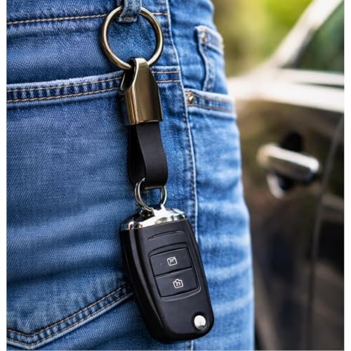 Image of THE MEN THING - Stylish Multicolor Stainless Steel Keychain for Men & Boys (AEROLOOP - Black & Gunmetal Grey)