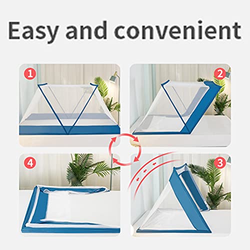 Moustiquaire pliable sans installation lit camping bleu