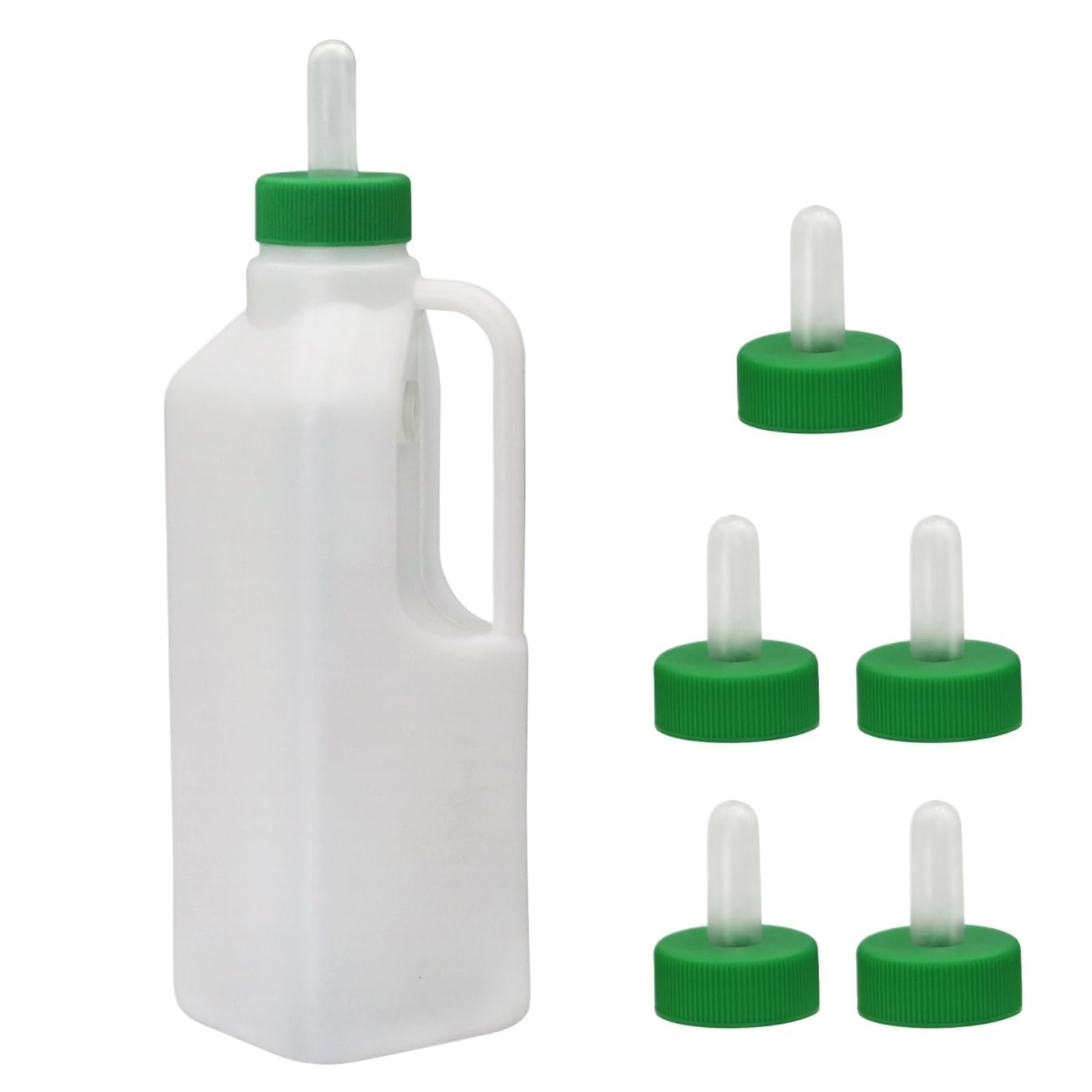 Butelki do karmienia jagniąt, Butelka do karmienia jagnięciny 850 ml z silikonowym smoczkiem, zielona, ​​1/6 sutków dla kozy, cielęcia, psa i świni(Green-1 Set)