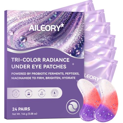 AILEORY Under Eye Patches (24 Pairs) - New Tri-Color Glitter Eye Mask