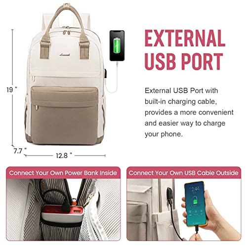 Image of LOVEVOOK Laptop Backpack for Women, 17.3 Inch Laptop Bag with USB Port Fashion Waterproof Backpacks Teacher Nurse Stylish Travel Bags Vintage Daypacks Bookbag for College School Work