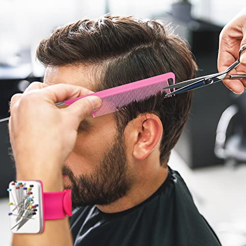 Magnetic Wrist Sewing Pincushion Wrist Magnetic Pin Holder Wristband Pin Cushion Holder With 3 Pieces Stainless Steel Pintail Comb Rat Tail Comb For Hair Clips Sewing, Daily Hand Sewing (Rose Red) #TOP5