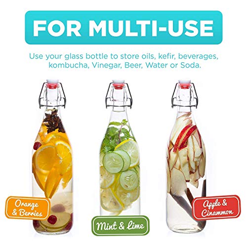 Image of LUCID.We Build Relations Hygienic Leak Proof Beverage Glass Bottle 1L for Fridge with airtight Cap, Best Suitable for Milk, Juice, Water. (4 Glass Bottles)