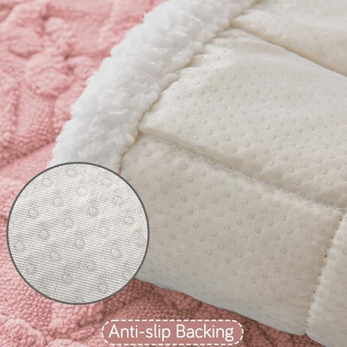 Image of HOKIPO 'Italian Caelora' Luxury Jacquard Plush Sofa Backrest Cover Mat 55x80 cm | Pack of 1 Anti Slip Backrest Mat, Misty Rose (AR-6225-PNK)