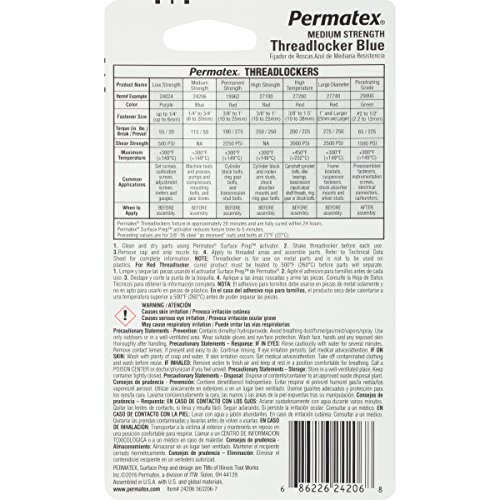 Image of Permatex 24206 Medium Strength Threadlocker Blue, 2.5 ml, Automotive Threadlocker For Preventing Bolts From Loosening And Corrosion, Removable With Hand Tools