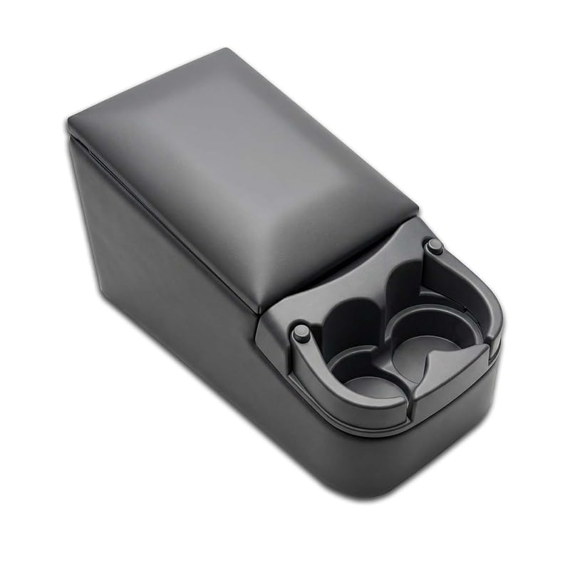 Console Central Organizadora com Apoio de Braço para Banco Inteiriço AZIFOK, Compartimento, 2 Porta-Copos e Suporte para CD, Cinza