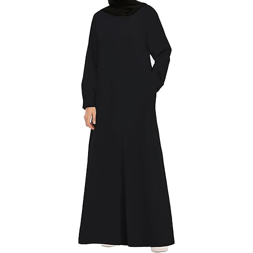 WSPLYSPJY Solid Color Abaya Dress for Women Muslim with Hijab Zipper Prayer Clothes Pockets Maxi Dubai Outfits