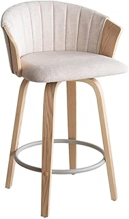 宮武製作所 バーチェア Litas(リータス) ナチュラル×アイボリー 木脚 360度回転 幅55×奥行き49.5×高さ86cm(座面高65cm) KNC-J3138_NTIV