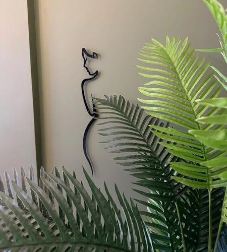女性のシルエットアートのメタル鉄ウォールデコ 壁掛けホームウォールインテリア装飾屋外屋内壁飾り (91cm x 12cm/36"x5") [2]