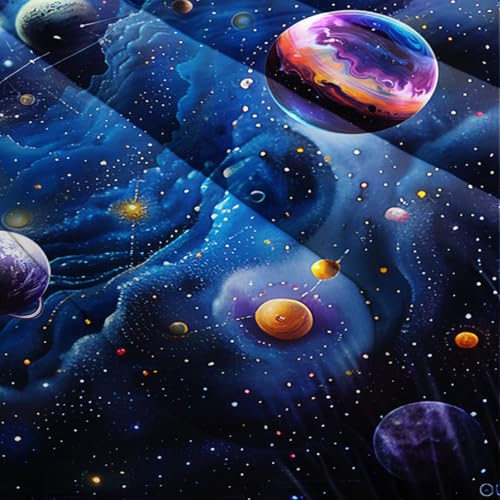 Image of Full Size Galaxy Comforter Set for Kids,Outer Space Themed Full Bedding Sets for Boys,Boys Full Quilt Set Space,Galaxy Bedroom Decor