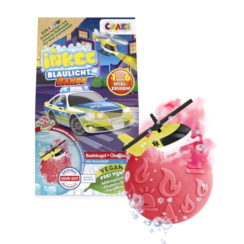 INKEE Rescue Crew Badebombe Kinder mit Überraschung Badekugeln mit Spielzeug-Rettungsfahrzeug Badebomben Kinder mit Wassermelonen Duft & Avocadoöl Geschenkidee Mädchen & Jungen