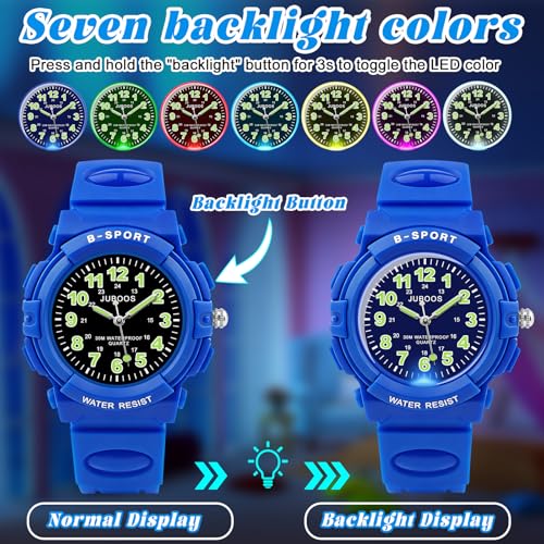 Image of Juboos Kids Watch Analog for Boys Girls, Childrens Waterproof Soft Strap Kids Time Teaching Quartz Wristwatch for Ages 5-15