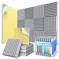 12 Pack Sound Proof Foam Panels for Walls 2”x12”x12” Self-Adhesive Acoustic Wall Panel High Density,Foam Adhesive Soundproof Wall Panel,Acoustic Panels Sound Absorbing for Studio Gaming Room-Gray