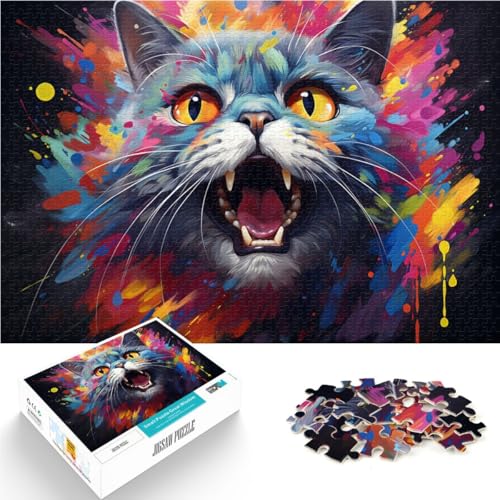 Puzzle para adultos, 1000 piezas, juguete educativo de gato, divertido para el hogar, regalo de cumpleaños, regalo de viaje para adolescentes a partir de 14 años, 26 x 38 cm