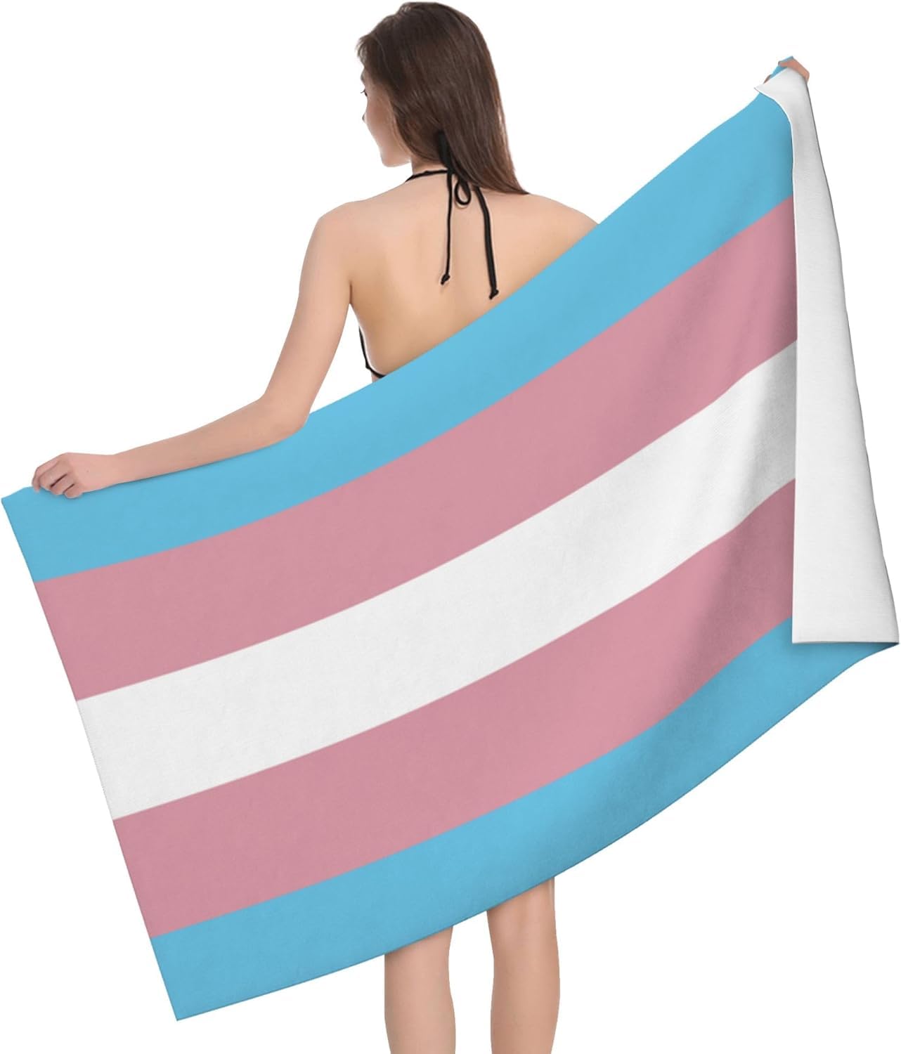 HLBSDM Transgender Pride Flag 52 x 32 in Microfiber Beach Towel Swimming Pool Bath Super Big Throw Towel