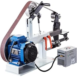 VEVOR Bandschleifmaschine 1500W Einstellbare Geschwindigkeit, Band Scheiben Schleifmaschine, 5,08 x 208,28cm Riemengröße, 1 Phase in 3 Phase Schleifgerät, 427x30,5cm Gummischeibe Band-Tellerschleifer