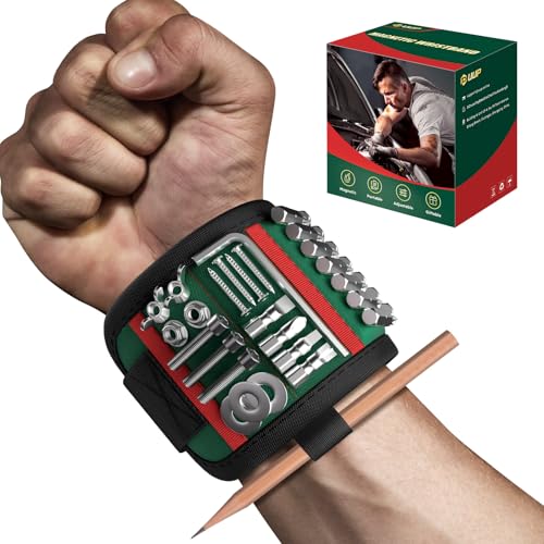 UUP Magnetic Wristband for Tools, Tool Belt Wrist Band with 15 Powerful Magnet, Adjustable Wrist Screws Holder, Gifts for Men, Him, Dad, Stocking Stuffers for Men, Mechanics, Woodworker, Handyman