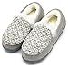ONCAI Memory Foam Zapatillas De Casa para Mujer Felpa Pantuflas Mocasines Calentar Invierno Tweed Zapatos para Interior Exterior Caucho Suela,Gris 37