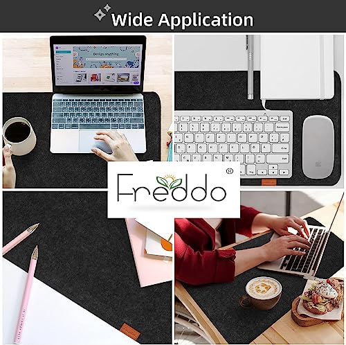 Image of FREDDO Felt Desk Mat Pad for Desktop Laptop Keyboard Gaming Mouse Pad for Home and Office (26 x 12 inch) Black Color, Pack of 1 Piece