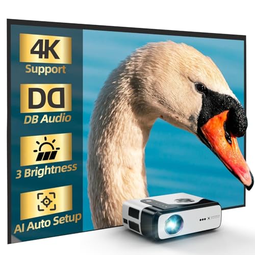 4K HDR Projector with WiFi6 & Bluetooth5.4, LED Daylight Projectors Smart Live TV/DB Digital...