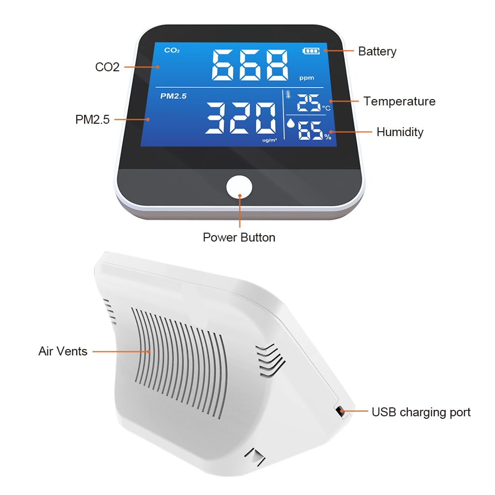 Detector de Calidad CO2/PM.5 DM306D, Pantalla LCD portátil, probador de Sensor de Temperatura y Humedad