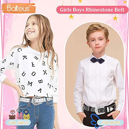 Balteus Kids Rhinestone Belt For Girls And Boys,Fashion Western Cowgirl Cowboy Bling Studded Design Leather Belt Diamond Belt For Jeans Dress #TOP2