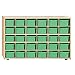 Contender Birch 25 Cubby Tray Cabinet with Lime Green Trays, Kids Toy Organizer with Wheels, For Classroom, Preschool and Home-school Supplies [Fully Assembled]