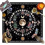 Tapis de Cartomancie 75x75 cm, Tapis de divination Nappe d'Autel en Velours Doux, Accessoire Ésotérique pour Pendule et Voyance, Noir Mystique