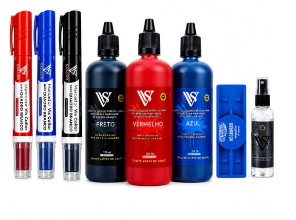 Pincel Marcador Recarregável + Tintas 120ml + Brindes Vis Collor