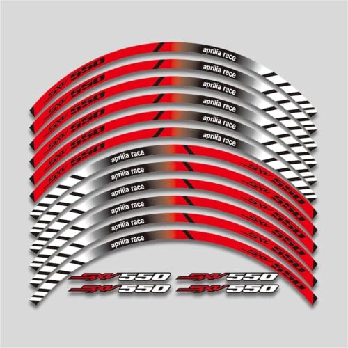 Décalcomanies roues étanches et réfléchissantes Aprilia SXV 550 bandes 17 pouces