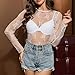 Jokesky Womens Mesh Sheer Top Lace Long Sleeve Layering Top Crewneck Sexy See Through Long Sleeve Blouse