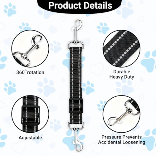 2 Stück Hundeleine Kurz, Reflektierende Nylon Schleppleine mit 2 Karabiner, Verstellbarer Haustier Hundehalsband Clips, für Hundewelpen Lauftraining, Sicher und Langlebig