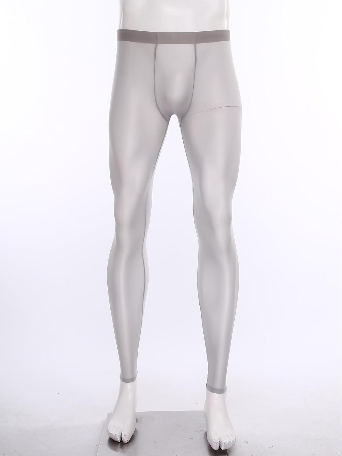 Mufeng Men's Ice Silk Yoga Leggings Ultra-Thin See Through Bulge Pouch Stretchy Sports Pants