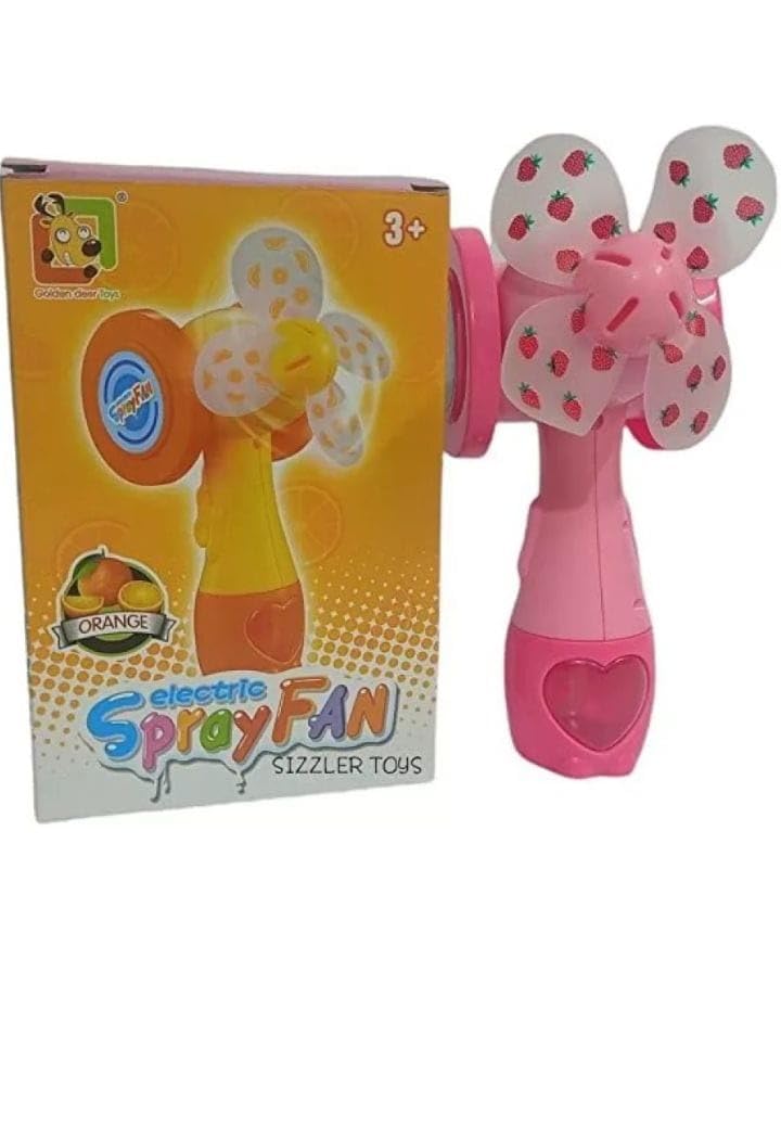 TD Creations Colorful Water Fan Toy – Non-Sharp, Safe Design in Pink, Orange & Green for Kids (Spray Fan-Pink)
