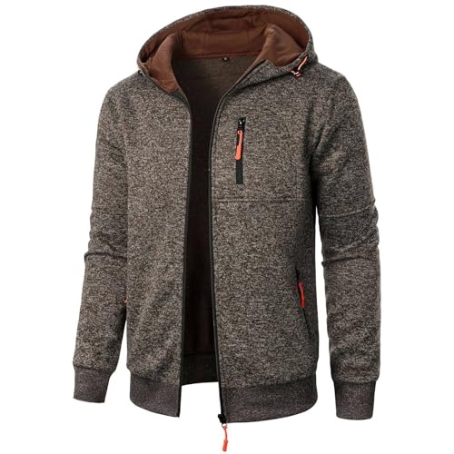 LUNULE Sweatshirt Jacke Herren Kleidung Einfarbig Langarm Sweatjacke Mit...