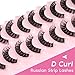 Eyelashes Russian Strip Lashes Clear Band D Curly 15mm Wispy Lashes Natural Cat Eye Lashes Look like Extensions by Yawamica