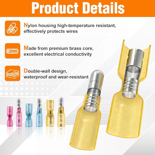 Connecteurs thermorétractables pour stéréo auto et bateaux 110 pcs